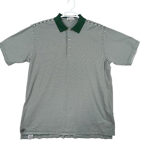 Peter Millar Striped Polo Shirt Mens XL Green Striped Pullover Cotton Casual - Picture 1 of 9